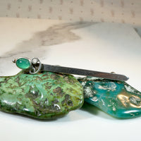Rakish Sterling Sword Brooch with Chrysoprase Hilt