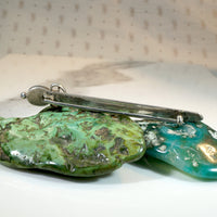 Rakish Sterling Sword Brooch with Chrysoprase Hilt