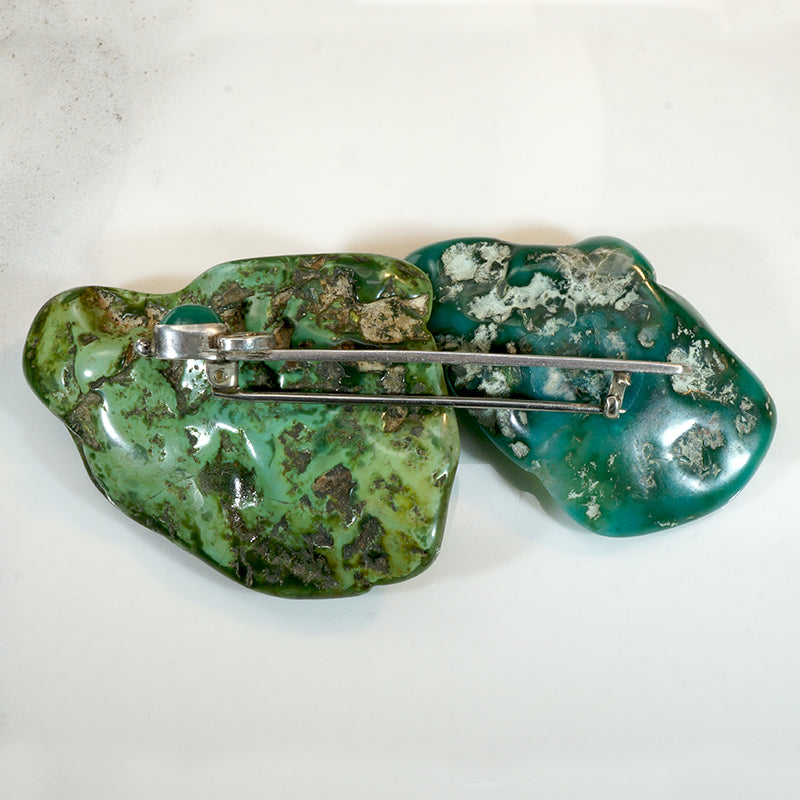 Rakish Sterling Sword Brooch with Chrysoprase Hilt