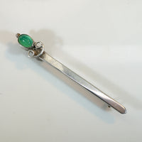 Rakish Sterling Sword Brooch with Chrysoprase Hilt