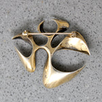 Abstract Form Modernist Silver Gilt Brooch