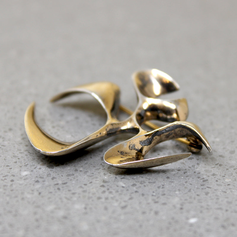 Abstract Form Modernist Silver Gilt Brooch