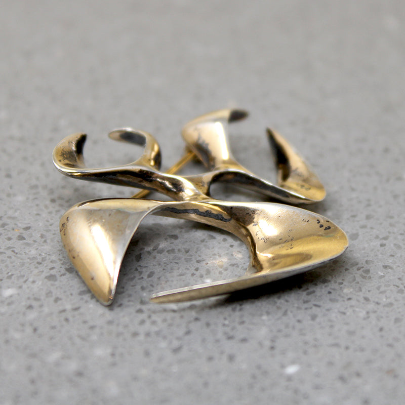 Abstract Form Modernist Silver Gilt Brooch