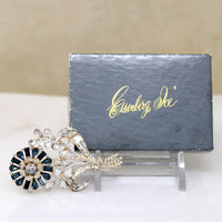 Blue & White Crystal Nosegay Eisenberg Ice Brooch