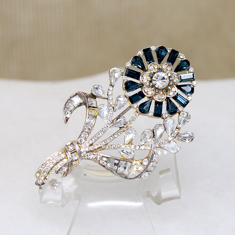 Blue & White Crystal Nosegay Eisenberg Ice Brooch