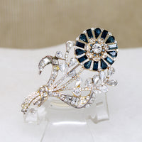Blue & White Crystal Nosegay Eisenberg Ice Brooch