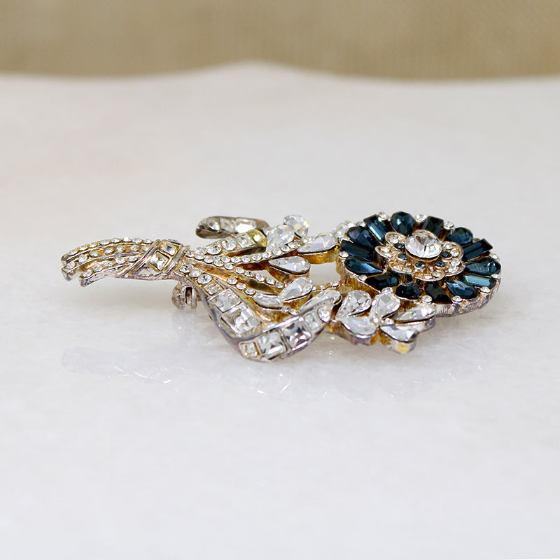 Blue & White Crystal Nosegay Eisenberg Ice Brooch