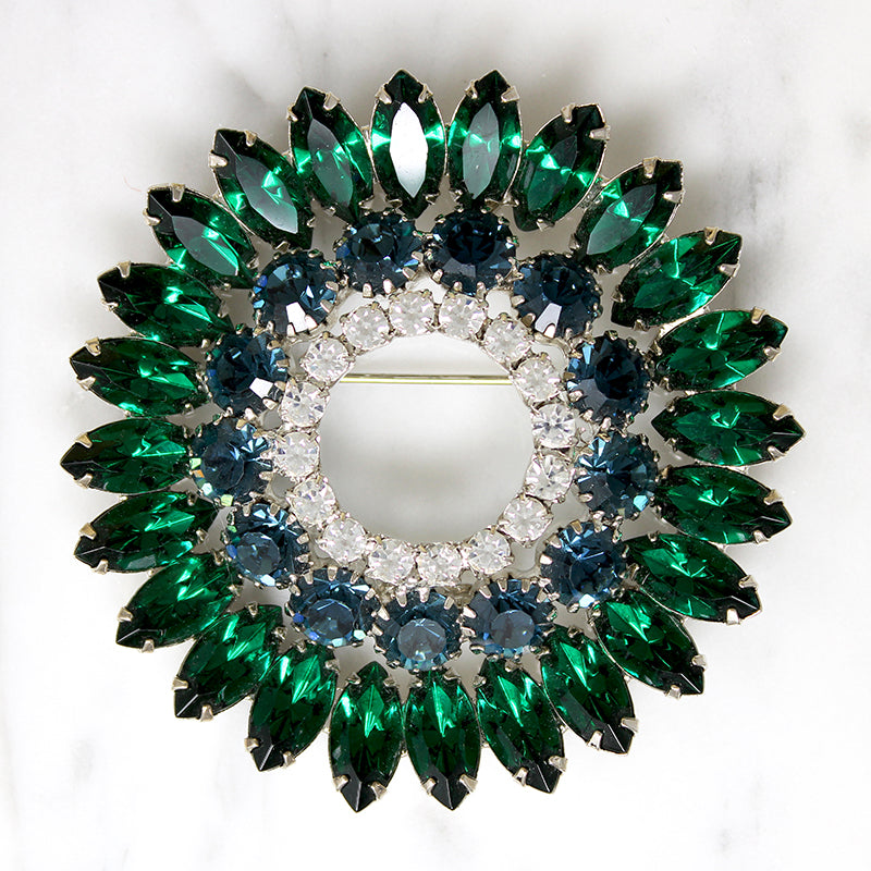 Bold Mid Century Eisenberg Ice Circle Brooch