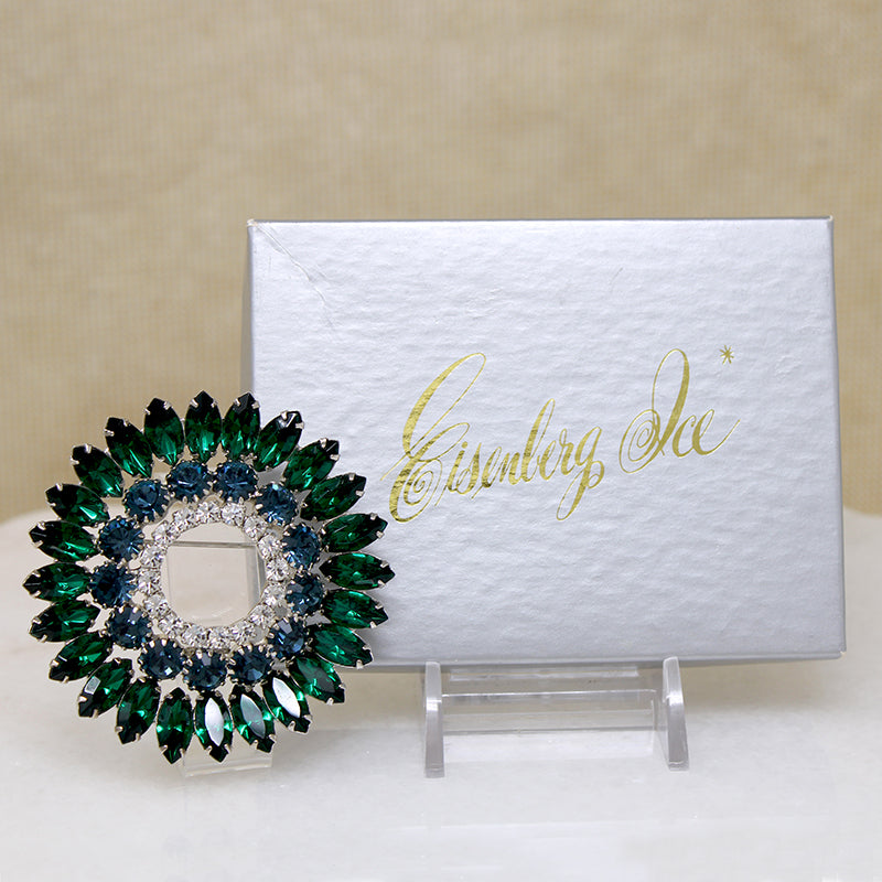Bold Mid Century Eisenberg Ice Circle Brooch
