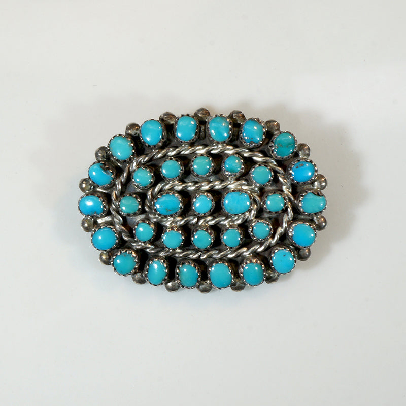 Zuni Turquoise & Sterling Silver Brooch