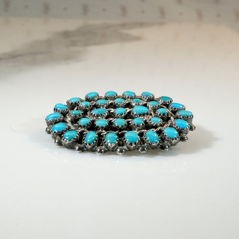 Zuni Turquoise & Sterling Silver Brooch