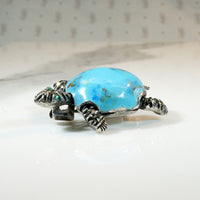Deco Era Sterling & Enamel Turtle Figural Brooch 