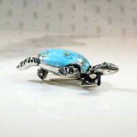 Deco Era Sterling & Enamel Turtle Figural Brooch 