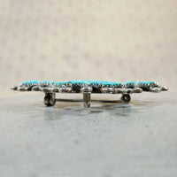 Needlepoint Turquoise in Sterling Silver Zuni Brooch