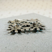 Needlepoint Turquoise in Sterling Silver Zuni Brooch
