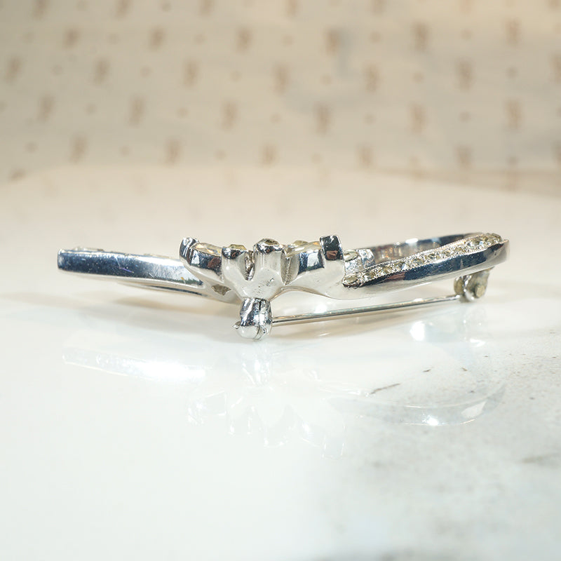 Sparkling White Rhinestone Wreath Brooch by Jomaz