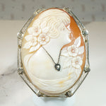 Gorgeous Gibson Girl Cameo in Gold Filigree Brooch