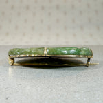 Luxuriant Greenery Carved Jade & Silver Gilt Brooch