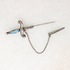 Rakish Enameled Silver Sword Jabot Pin