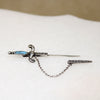 Rakish Enameled Silver Sword Jabot Pin