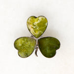 Luck of the Irish Connemara Marble Shamrock Brooch