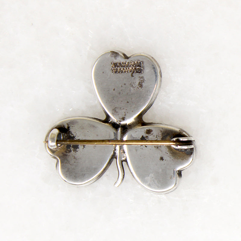 Luck of the Irish Connemara Marble Shamrock Brooch