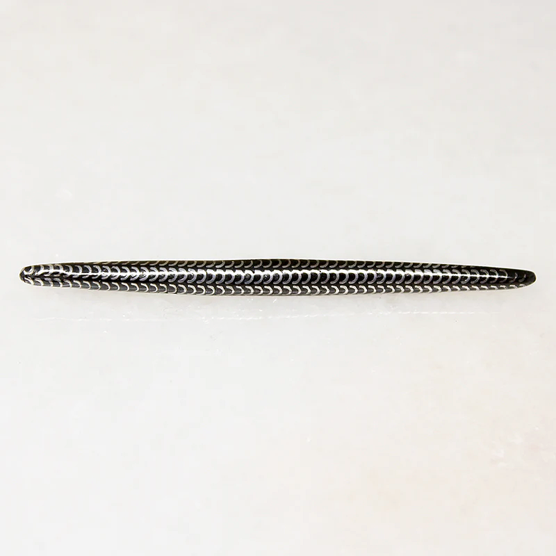 Niello Enamel & Silver Patterned Bar Pin