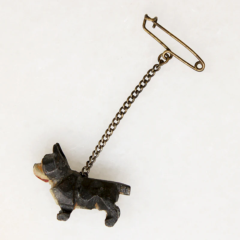 Wooden Boston Terrier Mascot on Pin