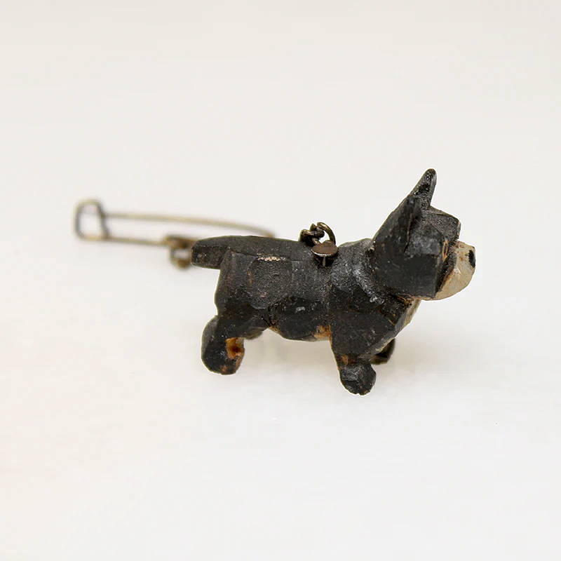 Wooden Boston Terrier Mascot on Pin