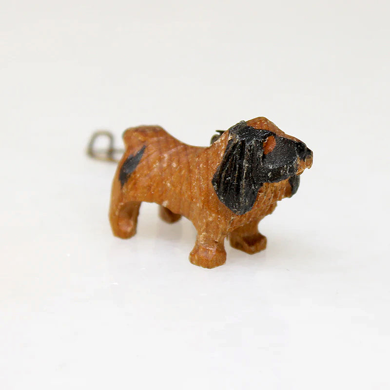 Carved & Painted Wood Spaniel Pin