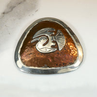 Dramatic Copper & Sterling Bird Brooch