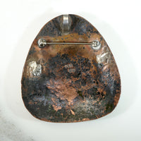 Dramatic Copper & Sterling Bird Brooch