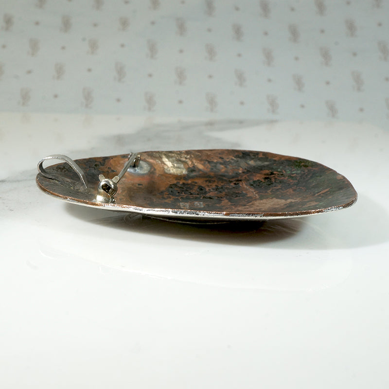 Dramatic Copper & Sterling Bird Brooch