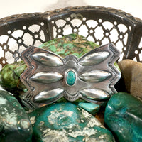 Stylized Butterfly Brooch in Silver & Turquoise