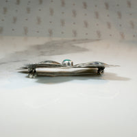 Stylized Butterfly Brooch in Silver & Turquoise