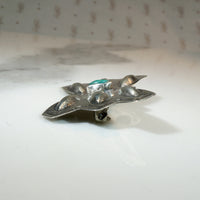 Stylized Butterfly Brooch in Silver & Turquoise
