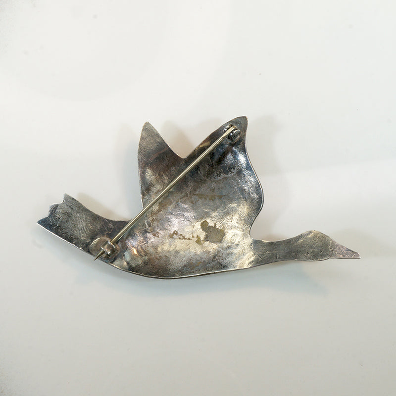 Silver & Turquoise Bird in Flight Brooch
