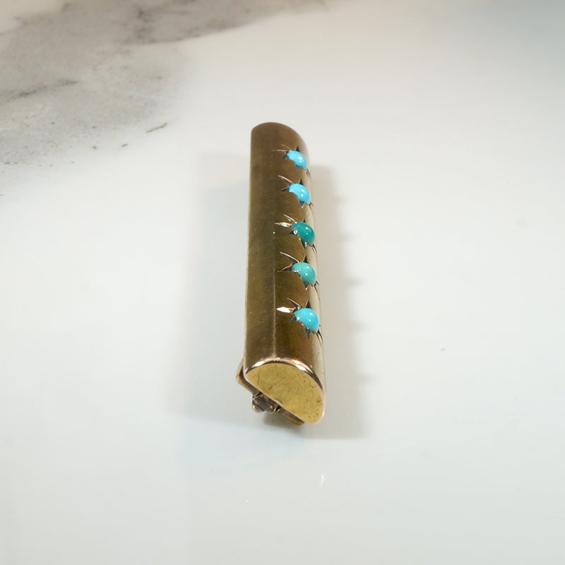 Star-Set Turquoise in Gold Bar Pin