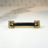 Trompe-l'œil Buckle Brooch in Enameled Gold & Pearls