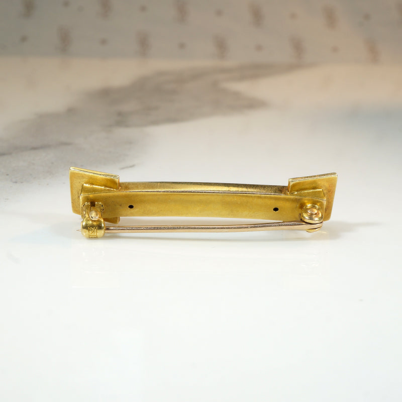 Trompe-l'œil Buckle Brooch in Enameled Gold & Pearls