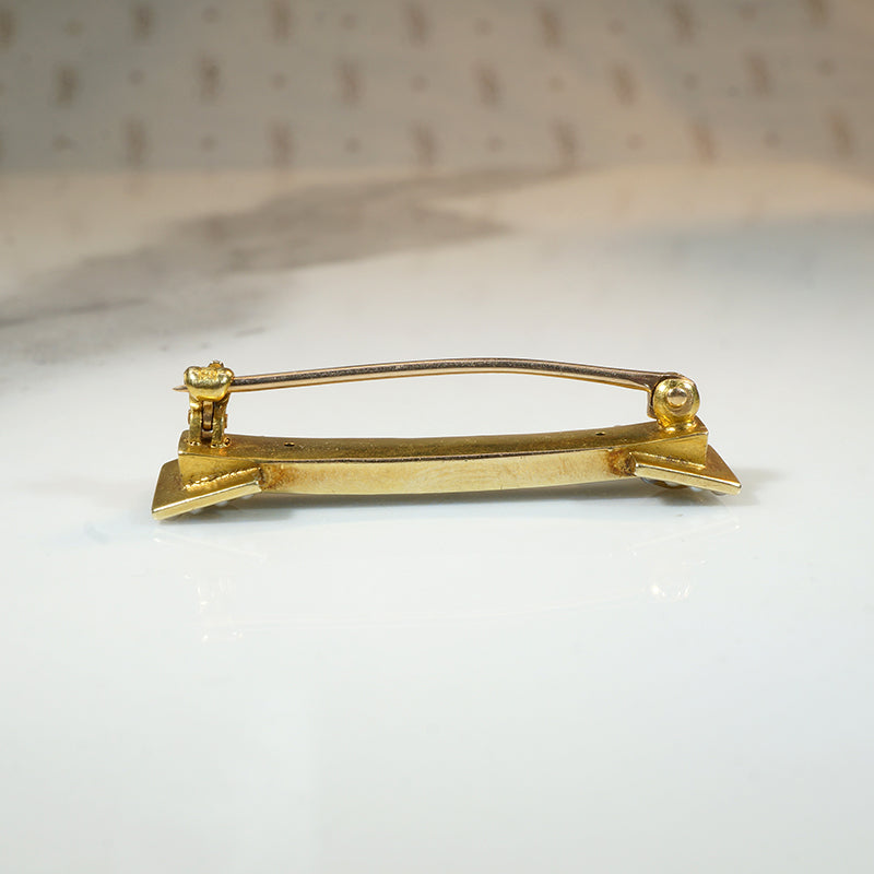 Trompe-l'œil Buckle Brooch in Enameled Gold & Pearls