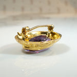 Decadent Amethyst in Engraved Gold Brooch