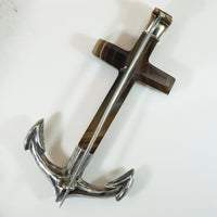 Agate & Engraved Sterling Sailor's Cross Brooch