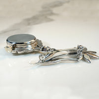 Sterling & Marcasite Flower Watch Brooch