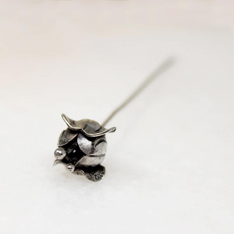 Sterling Silver Flower Bud Stick Pin