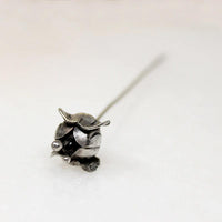 Sterling Silver Flower Bud Stick Pin