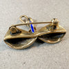 Gallant Blue Enameled Silver Gilt Ribbon Brooch with Hook