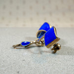 Gallant Blue Enameled Silver Gilt Ribbon Brooch with Hook