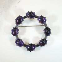 Strangely Satisfying Amethyst & Silver Circle Brooch
