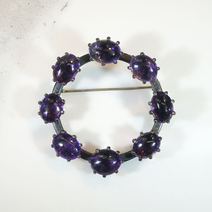 Strangely Satisfying Amethyst & Silver Circle Brooch
